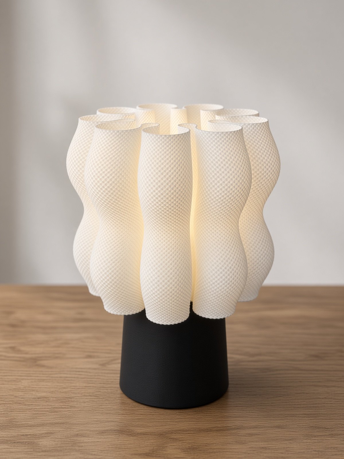 Cocoa White Black lamp: a white sculptural shade on a black base