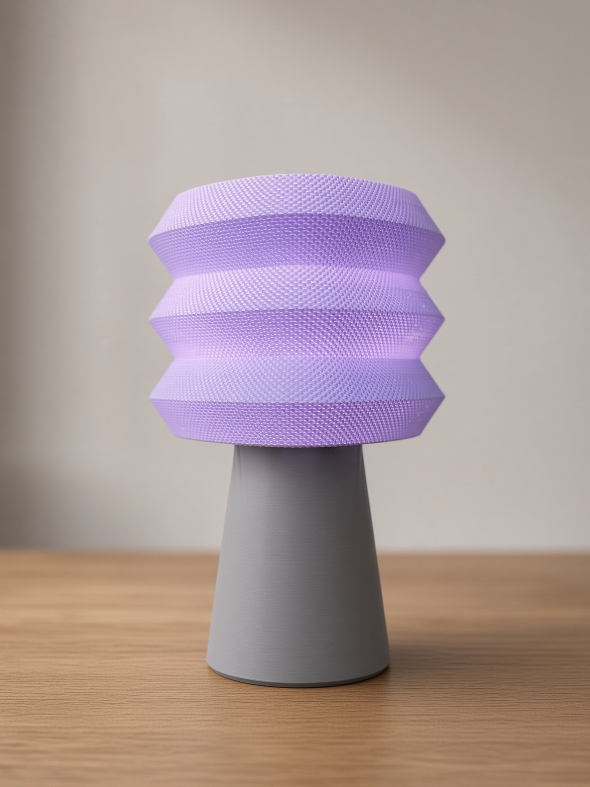 Misty lamp: a faceted lilac shade on a grey base